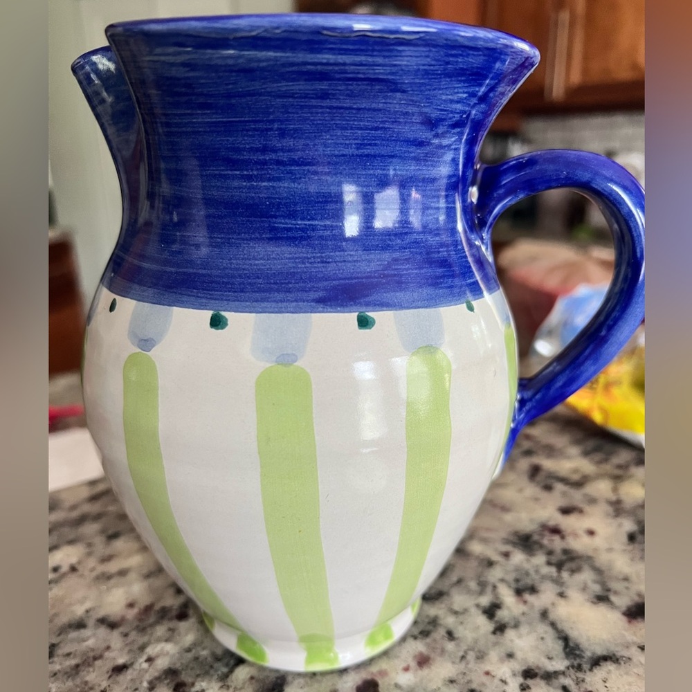 Designers Guild Blue and Green Ceramic Pitcher